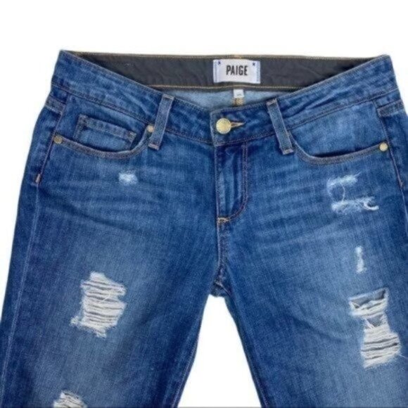 Paige Jimmy Jimmy Skinny Distressed Blue Jeans Size 25 - Picture 6 of 14
